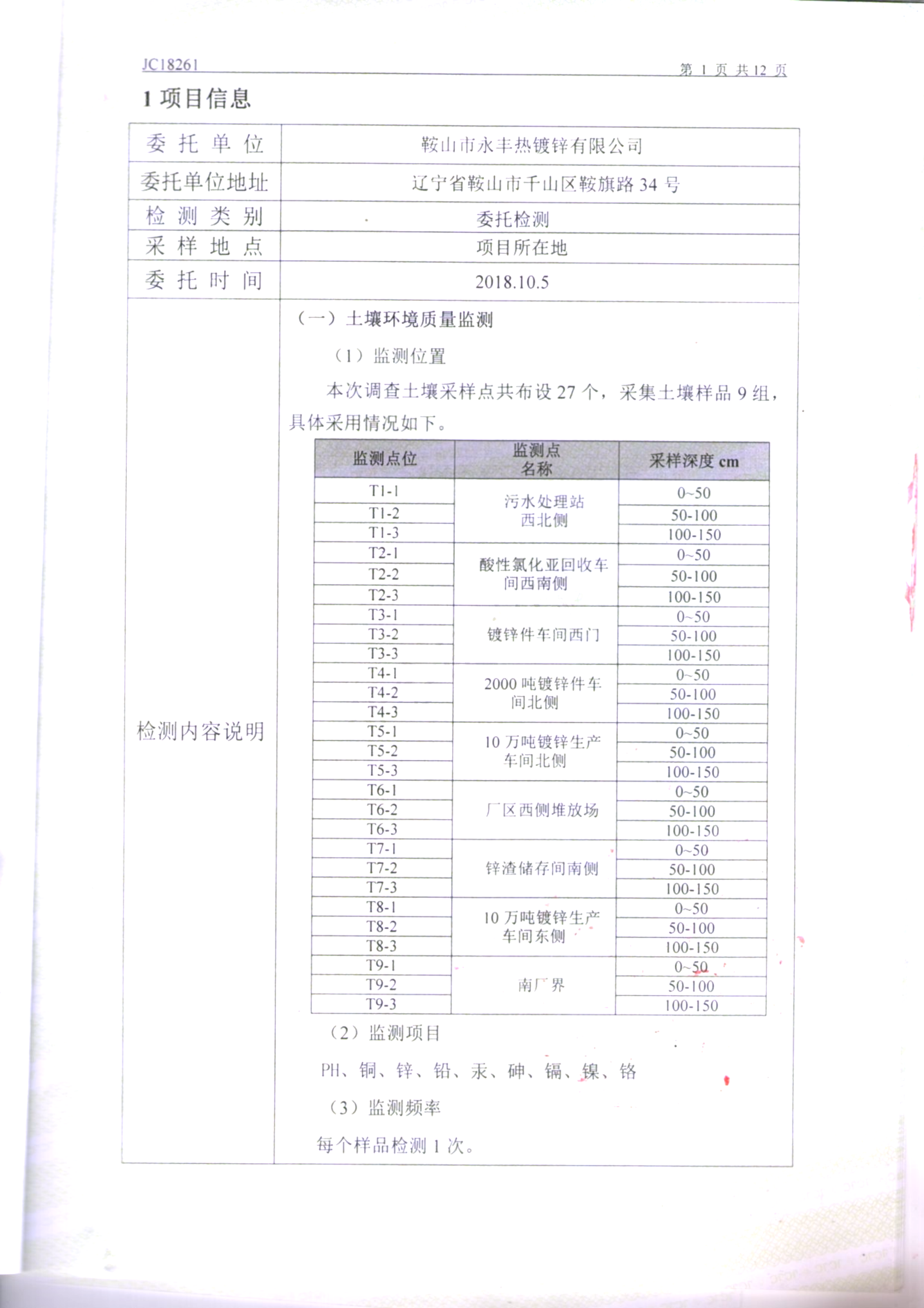 鞍山永利官网土壤检测报告
